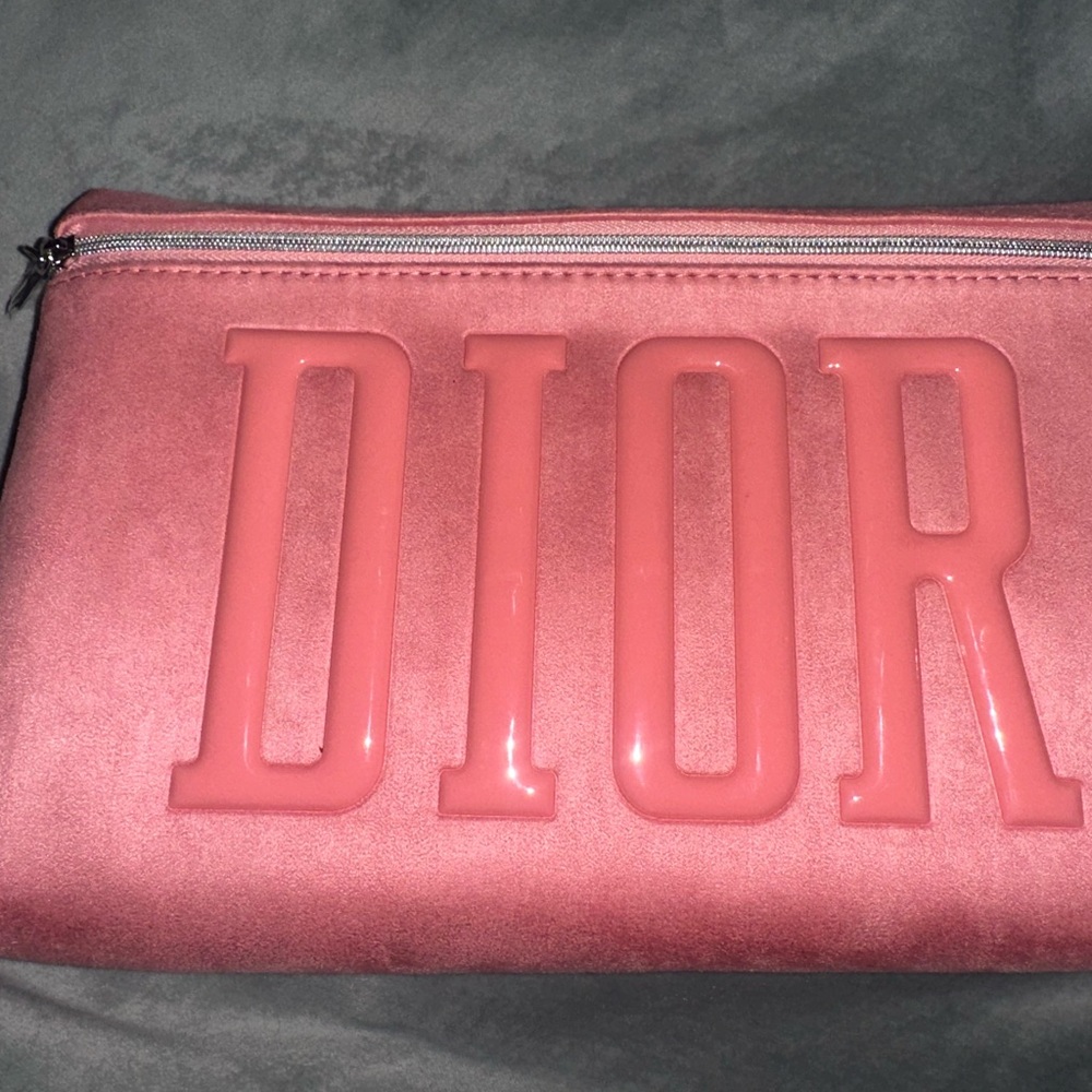 Dior Pink Cosmetic Bag with Embossed Logo